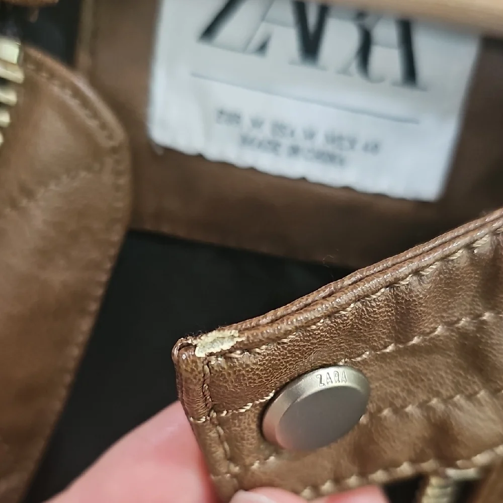 Zara Men's Tan Leather Jacket - Picture 4 of 8